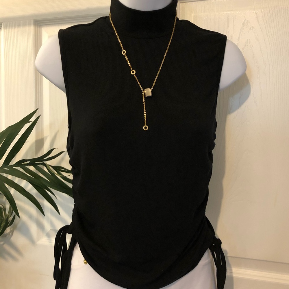 RIBBED KNIT DRAWSTRING RUCHED TANK - Picture 8 of 10